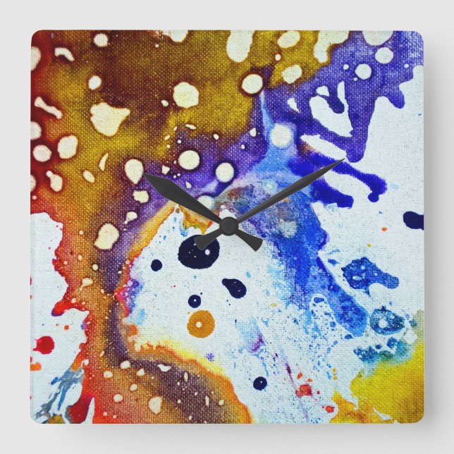 Polychromoptik #1B von Michael Moffa Quadratische Wanduhr (Vorderseite)