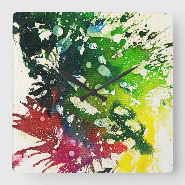 Polychromoptik #4 von Michael Moffa Quadratische Wanduhr (Vorderseite)