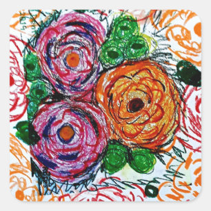 polycromatisch quadratischer aufkleber