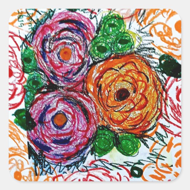 polycromatisch quadratischer aufkleber (Vorderseite)