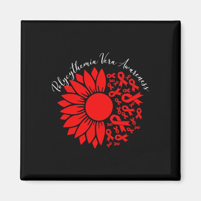 Polycythaemia Vera-Bewusstsein Rote Sonnenblume Mp Magnet (Vorne)