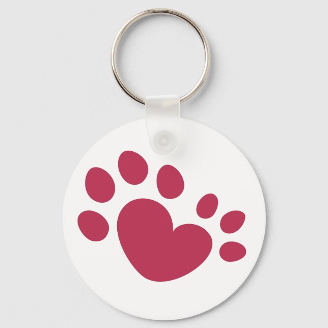 Polydactyl Cat Paw Print Heart Schlüsselanhänger (Vorderseite)
