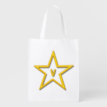 Polyester-Beutel - 3D-Star mit Initial in Gelb