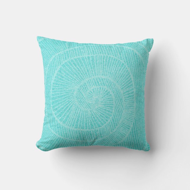 Polyester-Wurfs-Kissen - Seashell-Aqua Kissen (Vorderseite)