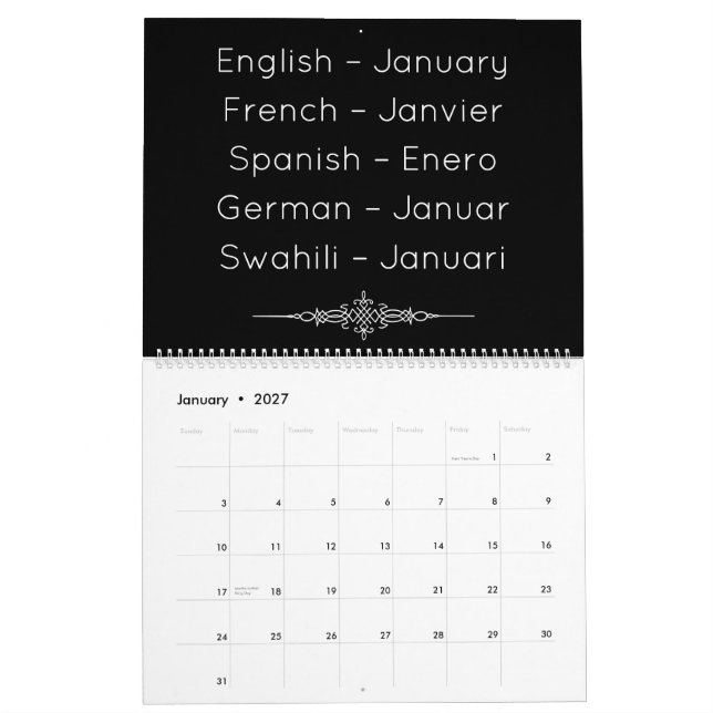 Polyglot Passage Multilingual Calendar Kalender (Jan 2027)