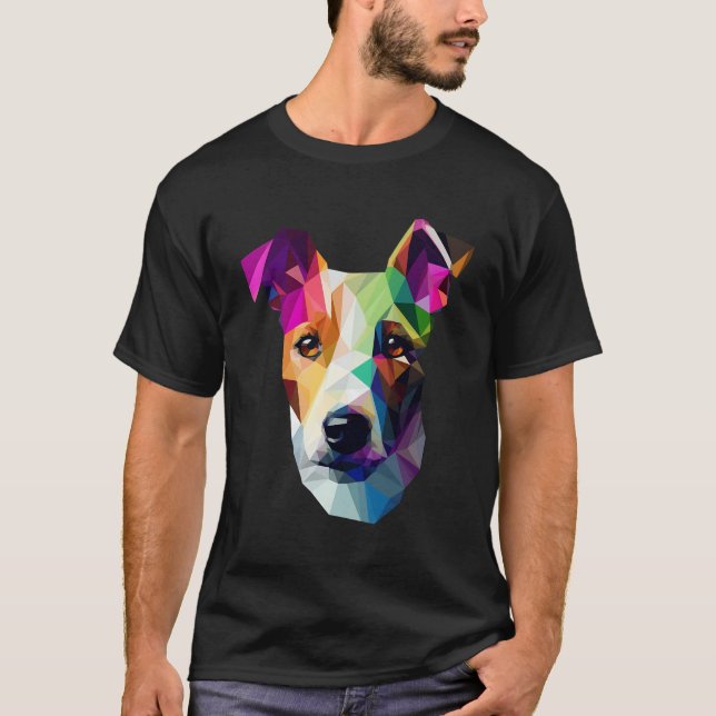 Polygon Abstrakt Geometric Jack Russell Poly Art T-Shirt (Vorderseite)