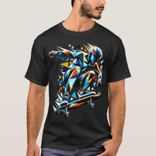 Polygon Art Skateboarder Skateboard Skateboard Ska T-Shirt