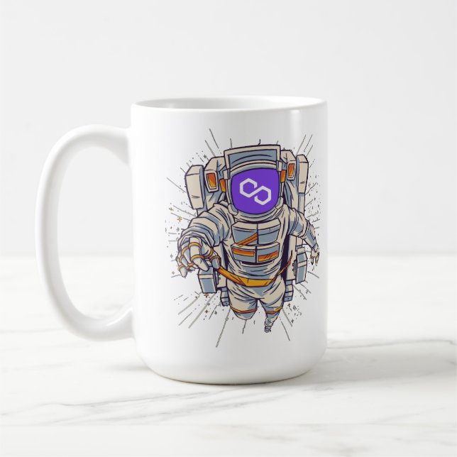 Polygon Astronaut - matische Krypto Kaffeetasse (Links)
