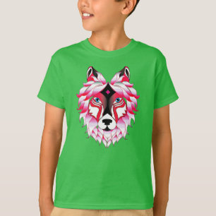 Polygon-Design rosa Wolfskopf-24531 T-Shirt