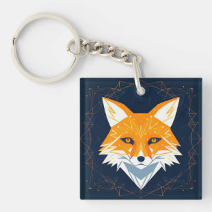 Polygon Fox Illustration mit Himmelsverzierung Schlüsselanhänger