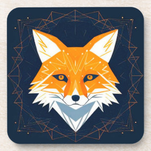 Polygon Fuchs Illustration mit himmlischem Ornamen Getränkeuntersetzer