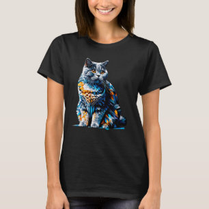 Polygon-Kunst Britisch Kurzhaar Katze Britisch Bla T-Shirt