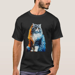 Polygon-Kunst Britisch Langhaar Katze Highland Str T-Shirt