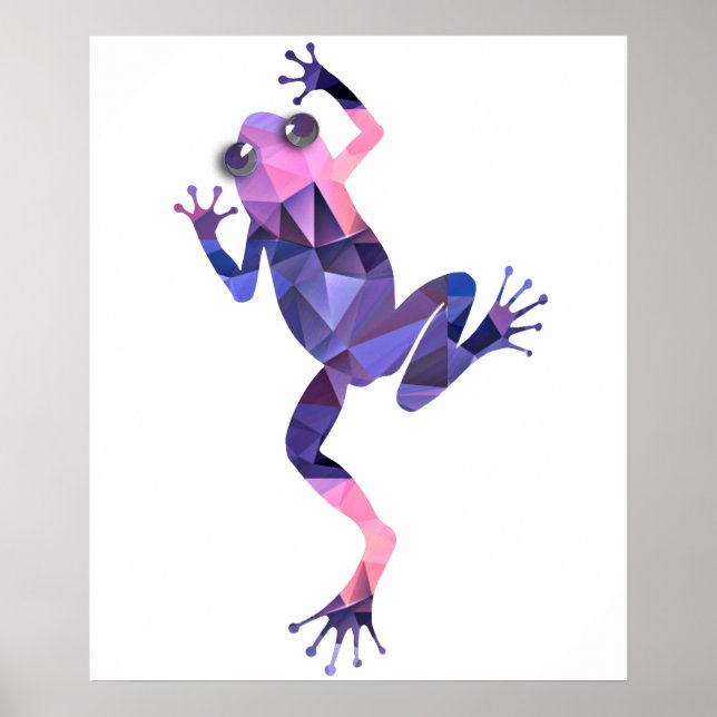 Polygon Mosaik Kletterfrosch Pink & Lila Poster (Vorne)