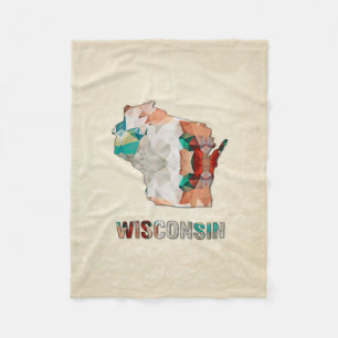 Polygon-Mosaik-Pergament-Karte WISCONSIN Fleecedecke