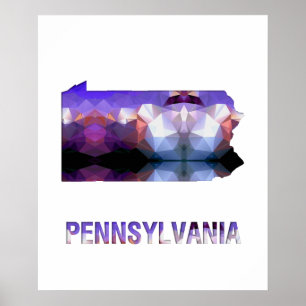 Polygon-Mosaik-Staats-Karte PENNSYLVANIA Poster