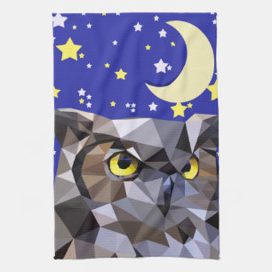 Polygon Owl und Starry Night Sky Handtuch