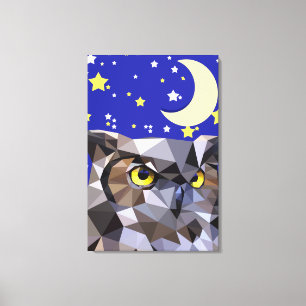 Polygon Owl und Starry Night Sky Leinwanddruck