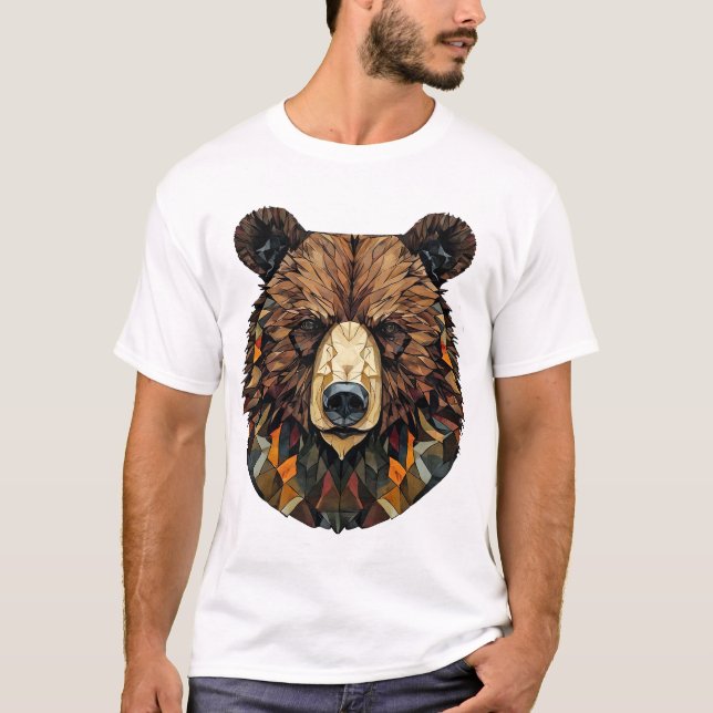 Polygonal Art of a Bear's Face T-Shirt (Vorderseite)