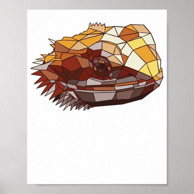 Polygonal Bartdragon Pet Reptile Lizard Poster (Vorne)