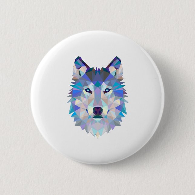 Polygonal geometric wolf head button (Vorderseite)