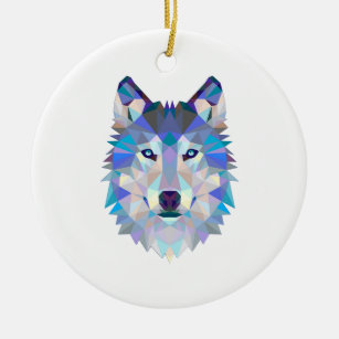 Polygonal geometric wolf head keramik ornament