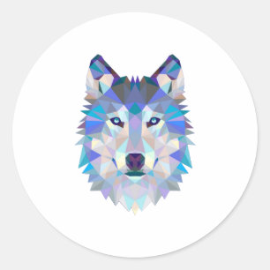 Polygonal geometric wolf head runder aufkleber