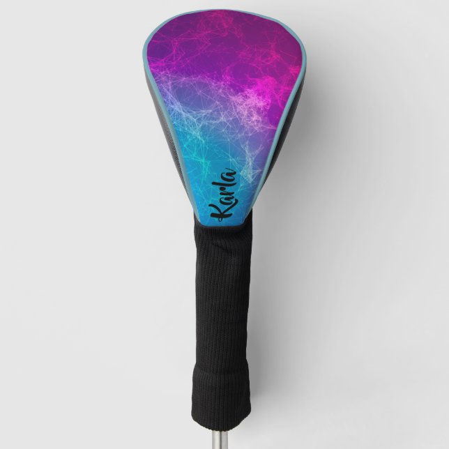 Polygonal Lila & blau geometrischer Hintergrund Golf Headcover (Vorderseite)