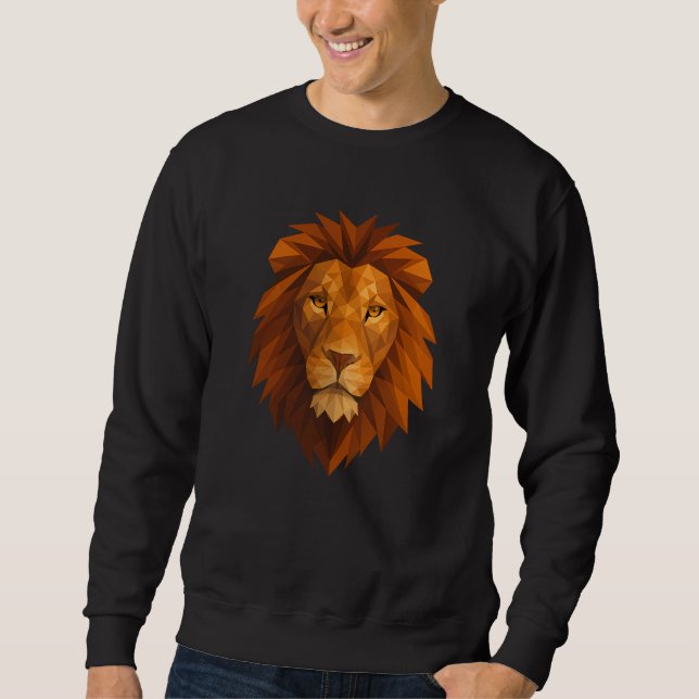 Polygonal Lion Head - Geometrischer Power-Design f Sweatshirt (Vorderseite)