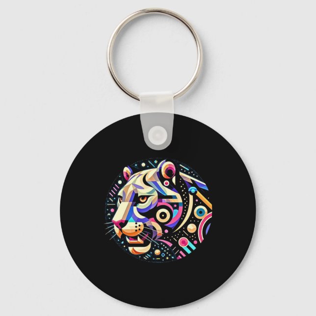 Polygonal Panther Sticker Schlüsselanhänger (Vorderseite)