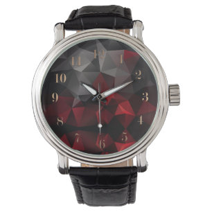 Polygonal , schwarz und rot armbanduhr