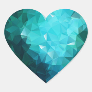 Polygonale Aquamarine Abstrakt Herz-Aufkleber