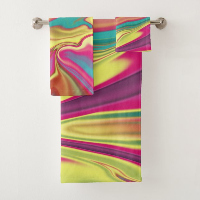 Polygonale geometrische Dreiecke, leuchtend bunt c Badhandtuch Set (Insitu)