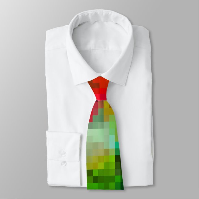 Polygonale geometrische Pixel quadratisch verschwo Krawatte (Gebunden)