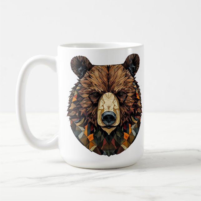 Polygonale Kunst eines Bärengesichts Kaffeetasse (Links)