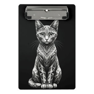 Polygonale Kunst eines Katers mit geometrischem De Mini Klemmbrett
