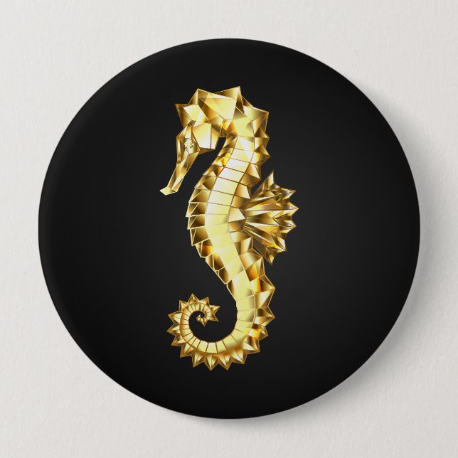 Polygonales Gold-Seepferd Button (Vorderseite)