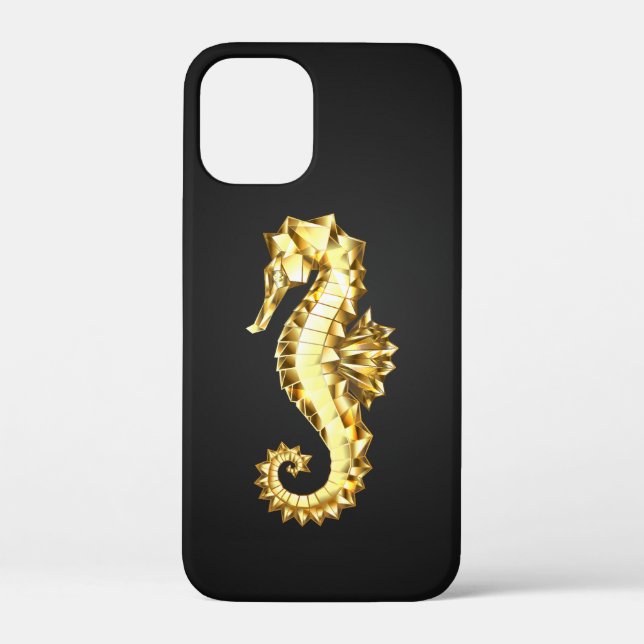 Polygonales Gold-Seepferd Case-Mate iPhone Hülle (Rückseite)
