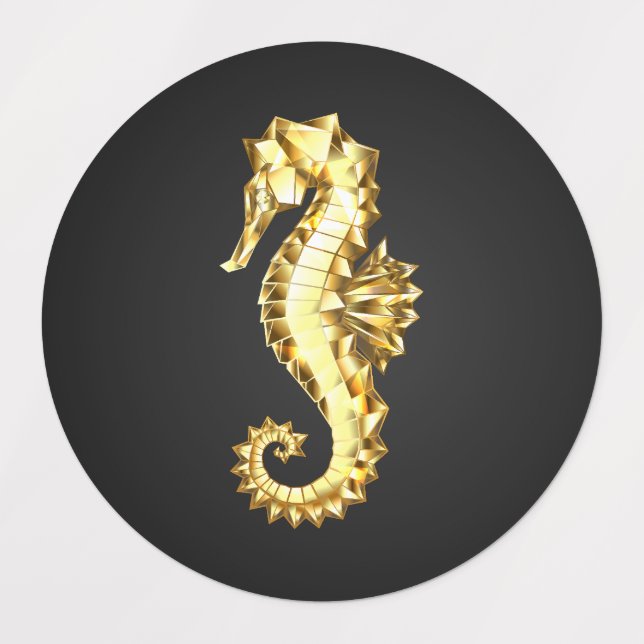 Polygonales Gold-Seepferd Etiketten (Design 1)