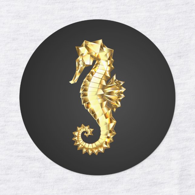 Polygonales Gold-Seepferd Etiketten (Design 1)
