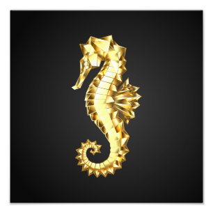 Polygonales Gold-Seepferd Fotodruck