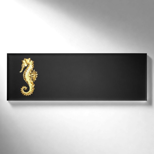 Polygonales Gold-Seepferd Namenschild (Vorderseite)