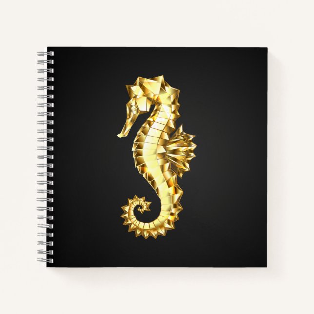 Polygonales Gold-Seepferd Notizbuch (Vorderseite)
