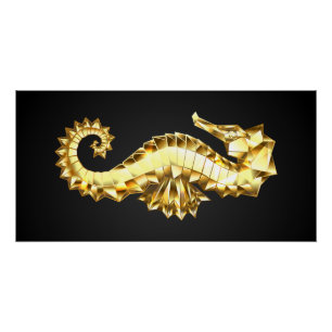 Polygonales Gold-Seepferd Poster
