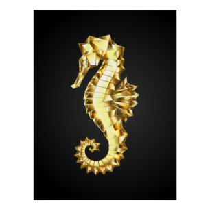 Polygonales Gold-Seepferd Poster