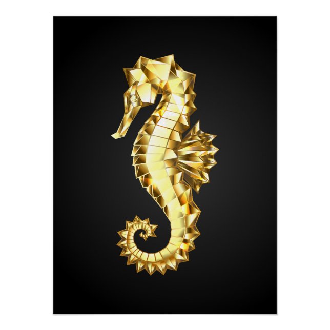 Polygonales Gold-Seepferd Poster (Vorderseite)