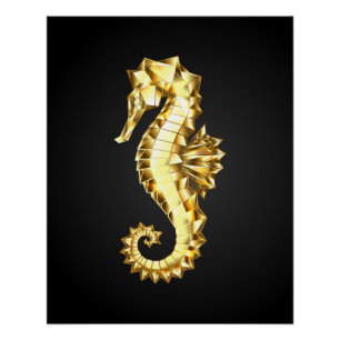 Polygonales Gold-Seepferd Poster