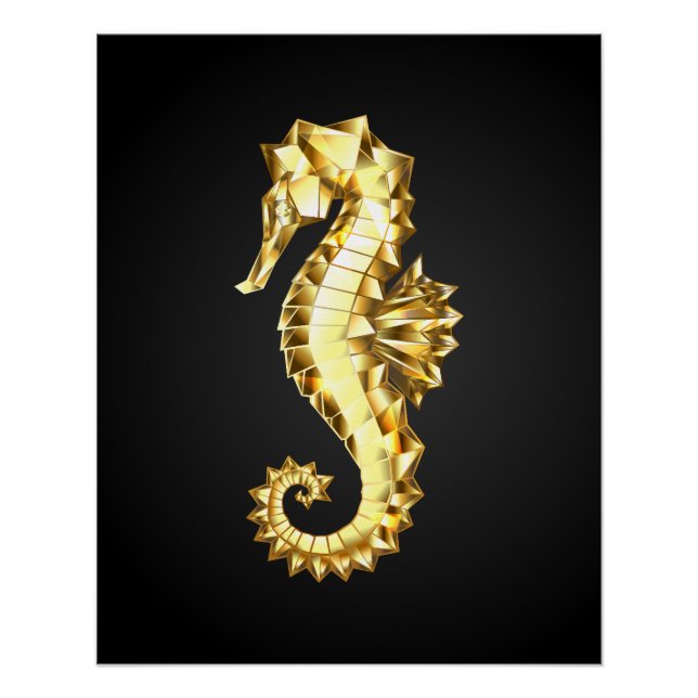 Polygonales Gold-Seepferd Poster (Vorderseite)