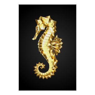 Polygonales Gold-Seepferd Poster