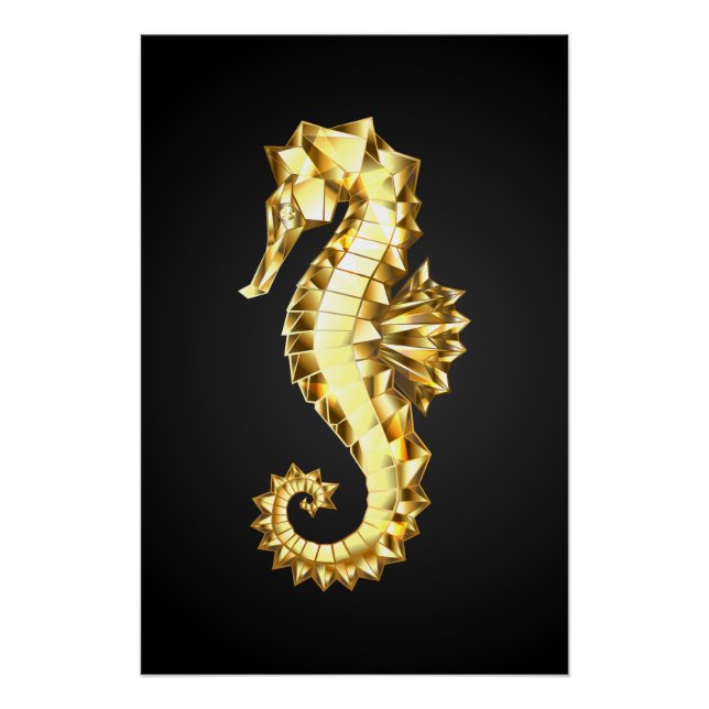Polygonales Gold-Seepferd Poster (Vorderseite)